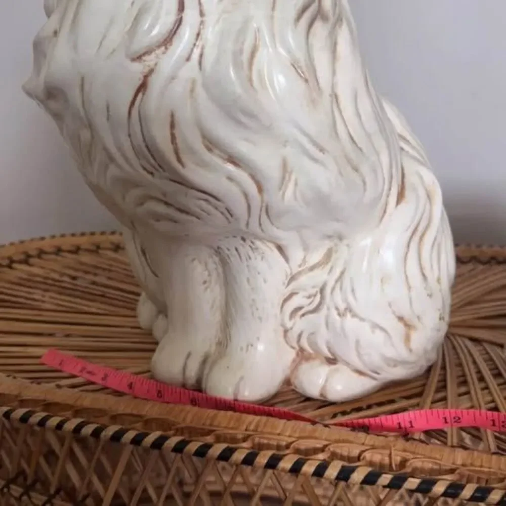 Vintage Persian Kitten Sculpture Life-Size Ceramic Cat Statue from 1975